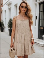 Letné dámske bavlnené vzdušné šaty v béžovej farbe FashionStreet EY2675 Letné dámske bavlnené vzdušné šaty v béžovej farbe FashionStreet EY2675