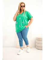 Dámská bavlněná halenka Plus Size s model 22185743 zelená - K-Fashion