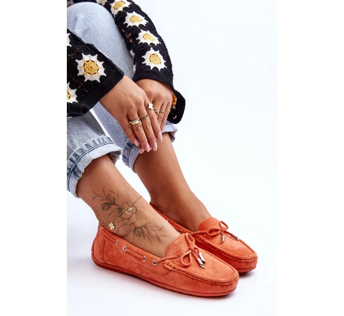 Damskie Zamszowe Mokasyny Pomarańczowe Si Passione Damskie Zamszowe Mokasyny Pomarańczowe Si Passione