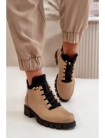 Niskie Botki Damskie Ocieplane Z Eko Skóry Beżowe Erisabelle Niskie Botki Damskie Ocieplane Z Eko Skóry Beżowe Erisabelle