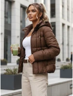Dámska prešívaná bunda s kapucňou hnedá FashionStreet TY5590