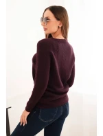 Dámsky detský sveter z alpaky s dlhými rukávmi slivka Dámsky detský sveter z alpaky s dlhými rukávmi slivka