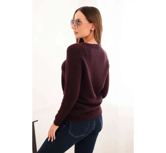 Dámsky detský sveter z alpaky s dlhými rukávmi slivka Dámsky detský sveter z alpaky s dlhými rukávmi slivka