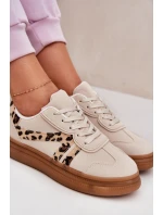Damskie Sneakersy Na Platformie Panterka Beżowe Totter Damskie Sneakersy Na Platformie Panterka Beżowe Totter