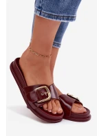 Dámské pantofle s zlatou sponou bordové model 21954716 - Boto