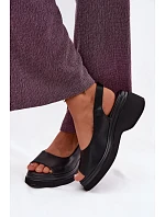 Kožené sandály na platformě Vinceza 66936 Černé