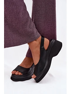 Kožené sandály na platformě Vinceza 66936 Černé