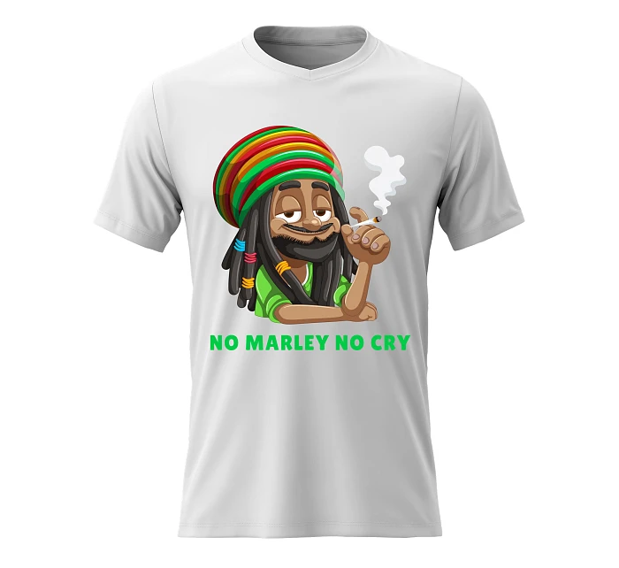 Pánské bavlněné tričko s potiskem - BOB MARLEY - bílé