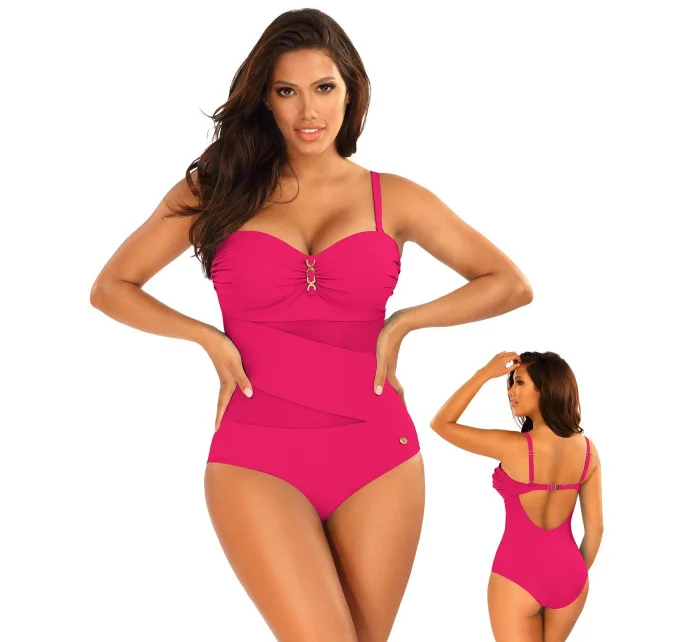 Dámske jednodielne plavky S8030D1-2d tm. ružové - Self Dámske jednodielne plavky S8030D1-2d tm. ružové - Self