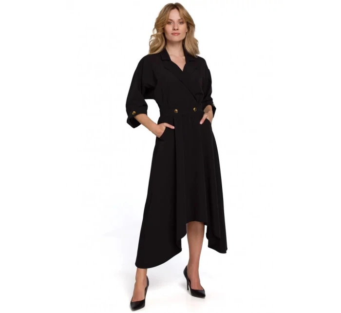 Dámske šaty s ozdobnými gombíkmi K086 béžové - Makover Dámske šaty s ozdobnými gombíkmi K086 béžové - Makover