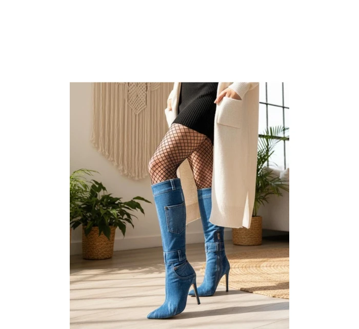 Dámske topánky na podpätku SXX-5 Jeans blue - Step in Style