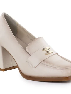 Dámské mokasíny na podpatku béžové Potocki model 21948506