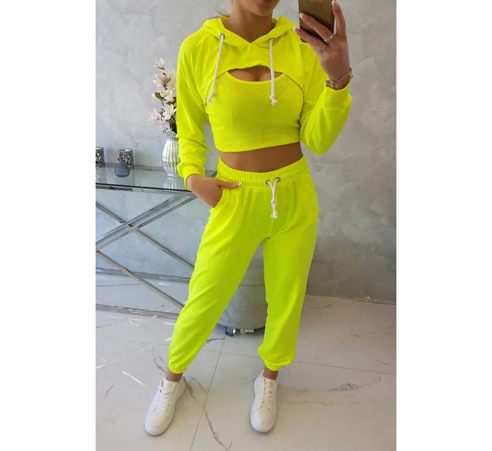 Bavlnená 3dielna sada žltá neónová Bavlnená 3dielna sada žltá neónová