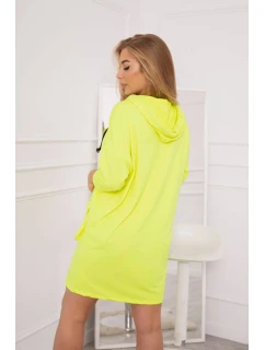 Šaty s kapucňou žlté neónové