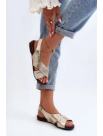 Zazoo 40407 Sandały Skórzane Damskie Złote