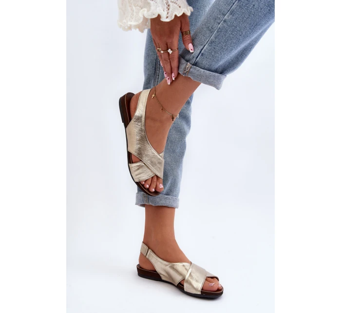 Zazoo 40407 Sandały Skórzane Damskie Złote