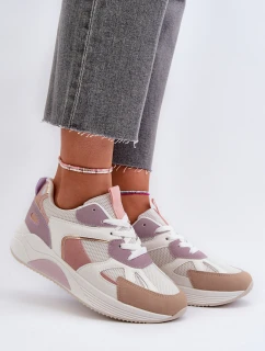 Sneakersy Damskie Na Platformie Fioletowe Lenivia