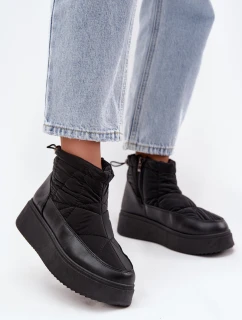 Dámské zimní boty na platformě vyhřívané černé model 21718407 - Boto