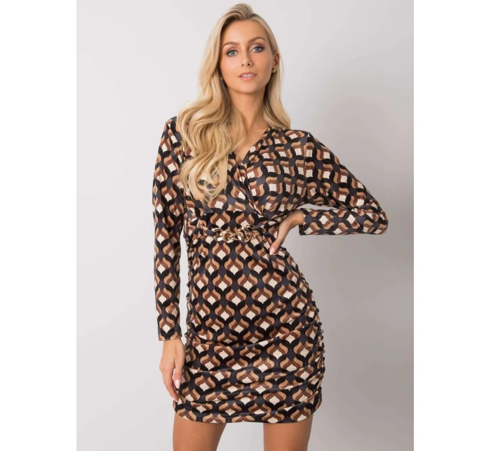 Šaty DHJ SK 12695.26P čierna a béžová