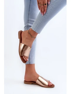 Dámske ploché papuče na podpätku z ekokože, zlaté Maliha