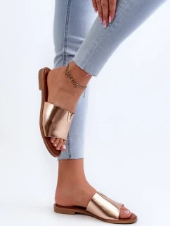 Dámske ploché papuče na podpätku z ekokože, zlaté Maliha