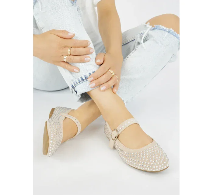 Exkluzívní dámské hnědé  baleríny bez podpatku