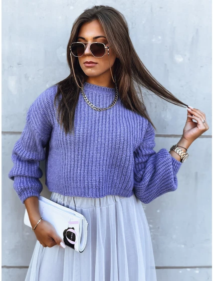 Dámský oversize svetr tmavě fialový Dstreet model 21971221 - FashionStreet Dámský oversize svetr tmavě fialový Dstreet model 21971221 - FashionStreet