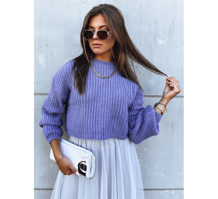 Dámský oversize svetr tmavě fialový Dstreet model 21971221 - FashionStreet Dámský oversize svetr tmavě fialový Dstreet model 21971221 - FashionStreet