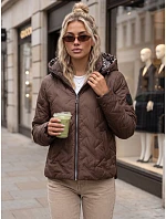 Kurtka damska przejściowa z kapturem brązowa model 22350580 - FashionStreet Kurtka damska przejściowa z kapturem brązowa model 22350580 - FashionStreet