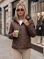 Dámska prechodná bunda s kapucňou, hnedá, FashionStreet TY5772
