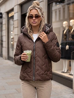 Dámská přechodová bunda s kapucí, hnědá, FashionStreet TY5772