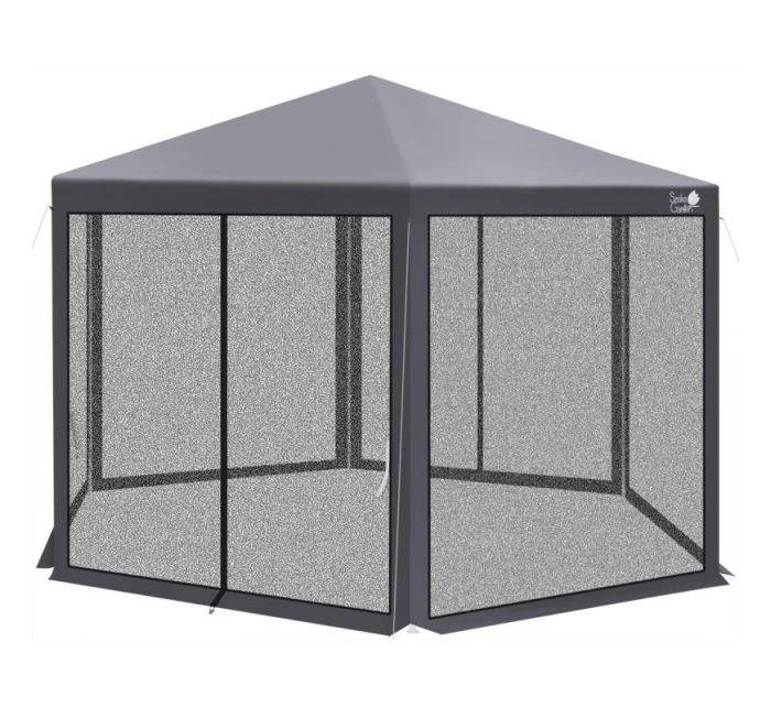 Záhradný pavilón 2x2x2x2,5 m so sivou moskytiérou