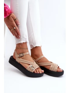 dámské sandály na platformě  béžové model 21661896 - Zaxy
