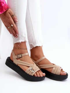 dámské sandály na platformě  béžové model 21661896 - Zaxy