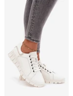 Skórzane Półbuty Damskie Ze Sznurowaniem Vinceza 41493 Białe