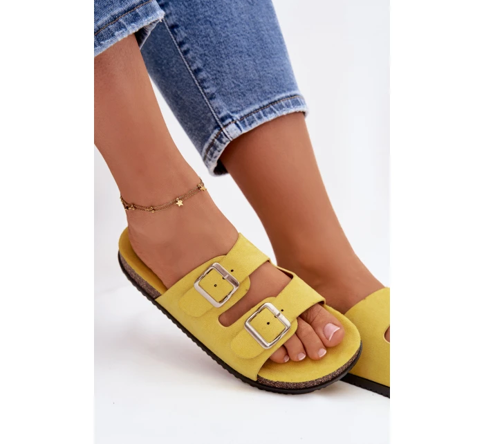 Dámské pantofle s přezkami Žluté Oliena