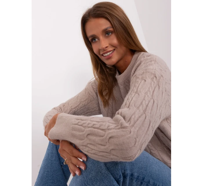 Sweter AT SW model 18884796 beżowy - FPrice Sweter AT SW model 18884796 beżowy - FPrice