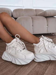 Dámske tenisky z prírodnej kože GOE - tlmená biela