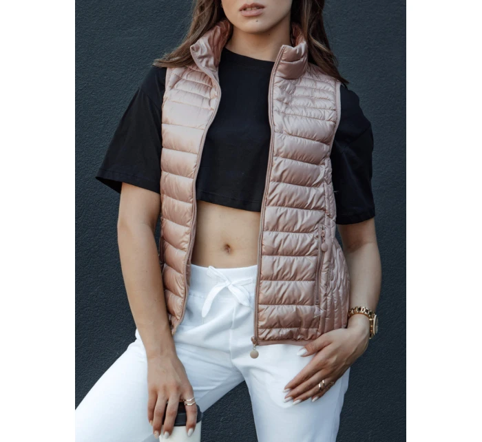 Dámská prošívaná vesta se stojáčkem růžová Dstreet model 21979308 - FashionStreet