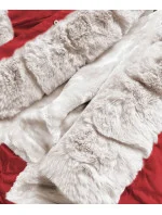 Červeno-ružová dámska zimná bunda s podšívkou z machovej kožušiny (b530-4046)