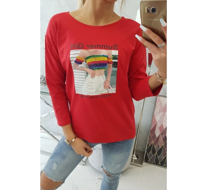 Blúzka s potlačou Summer Girl červená
