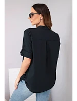 Dámska bavlnená blúzka s krátkym rukávom a vreckom čierna Dámska bavlnená blúzka s krátkym rukávom a vreckom čierna