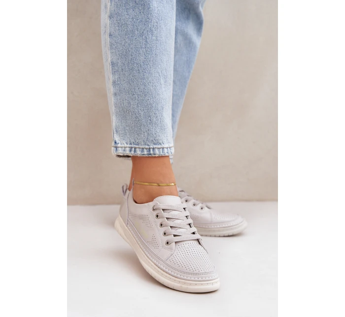 Dámské Kožené Tenisky Šedé model 21684179 - EVENTO