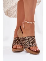 Kožené Dámské Pantofle Na Podpatku Leopardí model 21698620 - Zazoo
