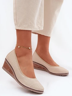 Dámské polobotky na platformě model 22067188 světle béžové - VINCEZA