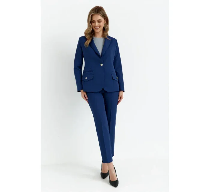 K141 Sako s dvojitým vreckom a klopou - tmavomodré