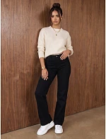 Dámske čierne džínsy so širokými nohavicami a vysokým pásom FashionStreet UY3108