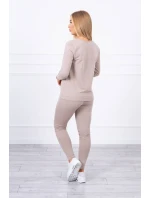 Súprava s gombíkovým výstrihom tmavo béžová