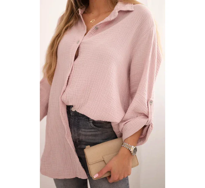 Plus veľkosť bavlnené mušelínové tričko tmavo púdrová ružová