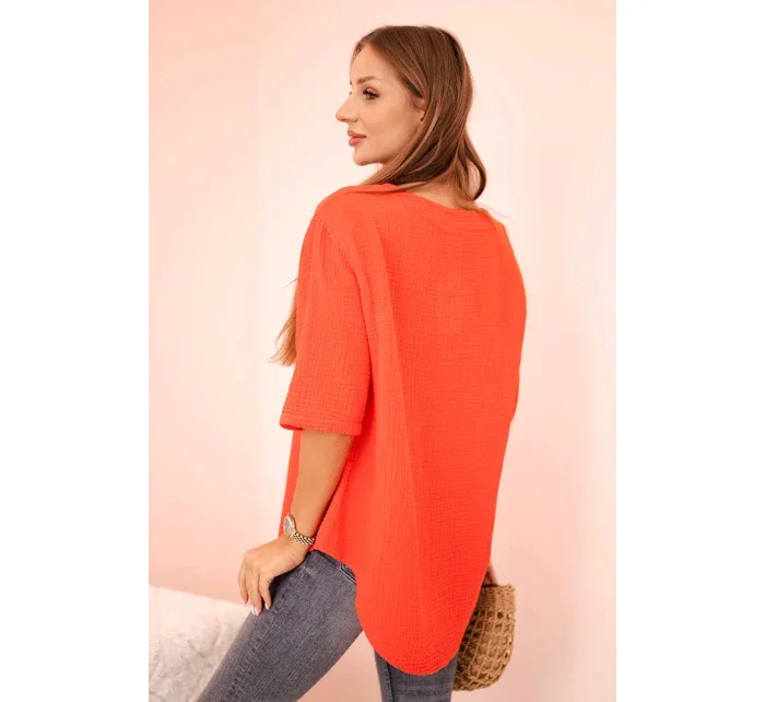 Dámská mušelínová košile s knoflíkem červený